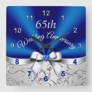 Sapphire Blue 65-årsjubileum Gift Fyrkantig Klocka