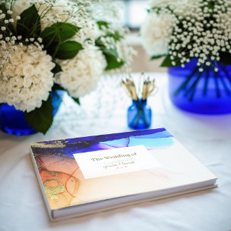 Sapphire Blue Abstrakt Bröllop Gästböcker