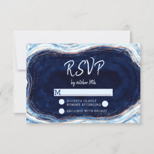 Sapphire Blue Agate Geode Bröllop OSA Response Kort