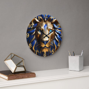 Sapphire Blue and Guld Lejon Stor Klocka