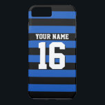 Sapphire Blue Black Sports Jersey Preppy Rand<br><div class="desc">Preppy Sporty Rugby Stripe Sapphire Blue, Black Team Jersey / Sports Jersey / Football Jersey Stil, Anpassat namn, Anpassningsbarnas nummer Anpassa detta med ditt eget namn eller team namn och nummer. Du kan ändra textens storlek, färg och placering om du behöver göra ändringar och lägga till egen text för att...</div>