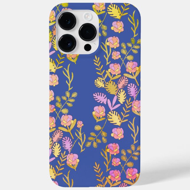 Sapphire Blue Blommigt Botanical Bliss Phone Case (Baksida)
