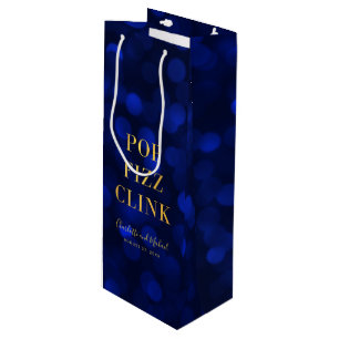 Sapphire Blue Bokeh Faux Guld Pop Fizz Clink
