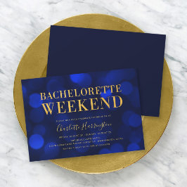 Sapphire Blue Bokeh Ljus Bachelorette Helg Inbjudningar