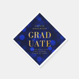 Sapphire Blue Bokeh Ljus Faux Guld Student Pappersservett