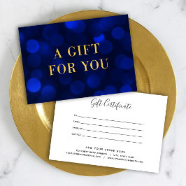 Sapphire Blue Bokeh Ljus Guld Gift Certificate