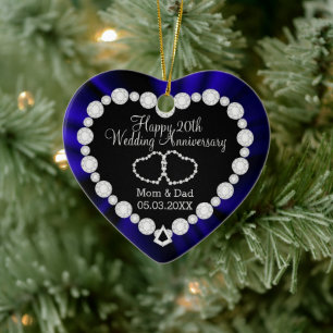 Sapphire Blue Bröllop-årsdagen   DIY Text   Julgransprydnad Keramik