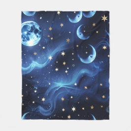 Sapphire Blue Celestial Moon Blanket – Luxury Seam Fleecefilt