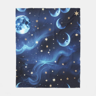 Sapphire Blue Celestial Moon Blanket – Lyxig söm Fleecefilt