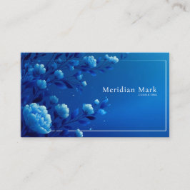 Sapphire Blue Floral Modern Geometric Elegant Visitkort