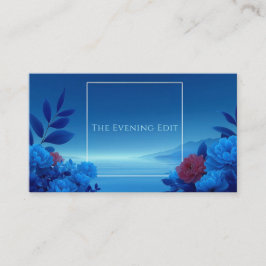 Sapphire Blue Floral Modern Geometric Ocean Visitkort