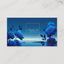 Sapphire Blue Floral Modern Geometric Ocean Visitkort
