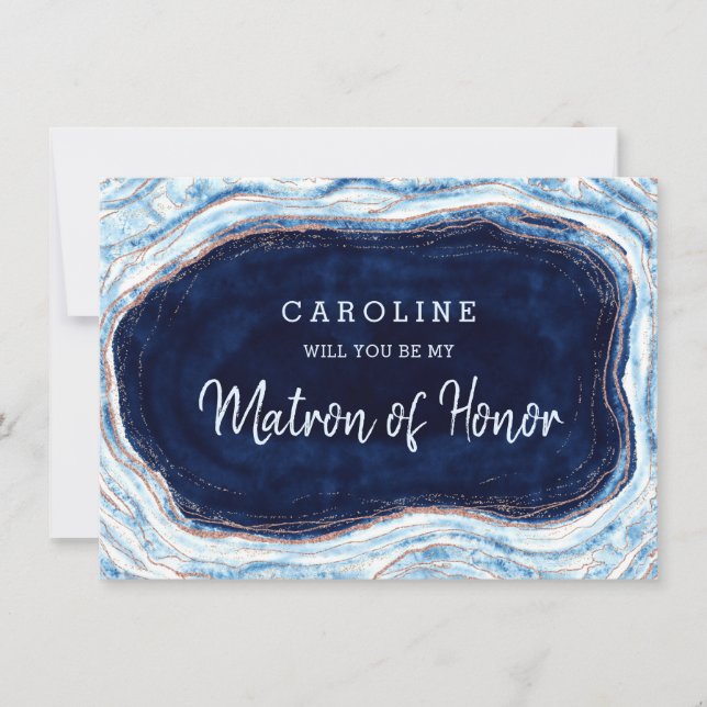 Sapphire Blue Geode Matron of Honor Frieri kort (Framsida)
