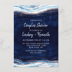 Sapphire Blue Geode Slice Couples Möhippa Inbjudningar