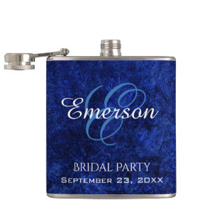 Sapphire Blue Kobalt Azure Brudens sida Monogram Fickplunta