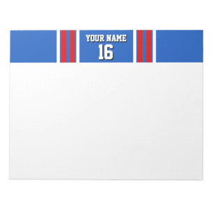 Sapphire Blue med Red White Rand Team Jersey Anteckningsblock