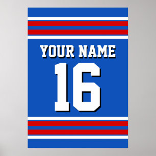 Sapphire Blue med Red White Rand Team Jersey Poster