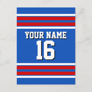 Sapphire Blue med Red White Rand Team Jersey Vykort