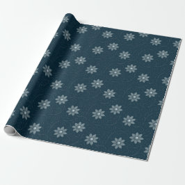 Sapphire Blue med Silvery Blommigts Wrapping Pappe Presentpapper