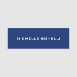 Sapphire Blue Minimalist Plac Legible Modern Namnbricka