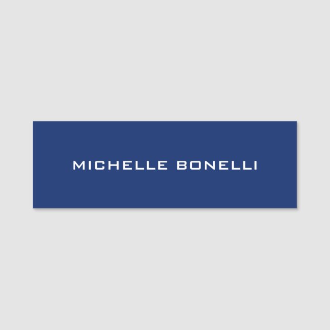 Sapphire Blue Minimalist Plac Legible Modern Namnbricka (Framsida)