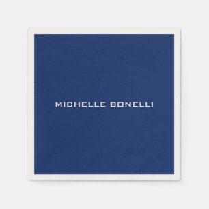 Sapphire Blue Minimalist Plac Legible Modern Pappersservett