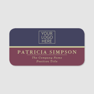 Sapphire Blue och Burgundy Red: Professionell Logo Namnbricka