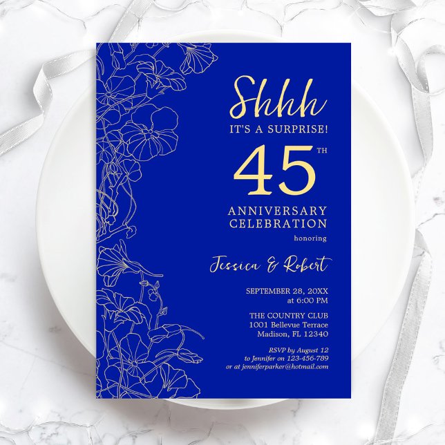 Sapphire Blue Överraskning 45-årsjubileum Inbjudningar (Skapare uppladdad)
