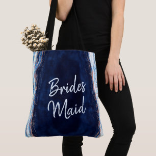 Sapphire Blue Ro Guld Geode Agate Bridesmaid Tygkasse