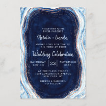 Sapphire Blue Ro Guld Geode Agate Marble Bröllop