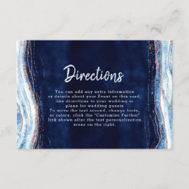 Sapphire Blue Ro Guld Geode Bröllop Tilläggskort