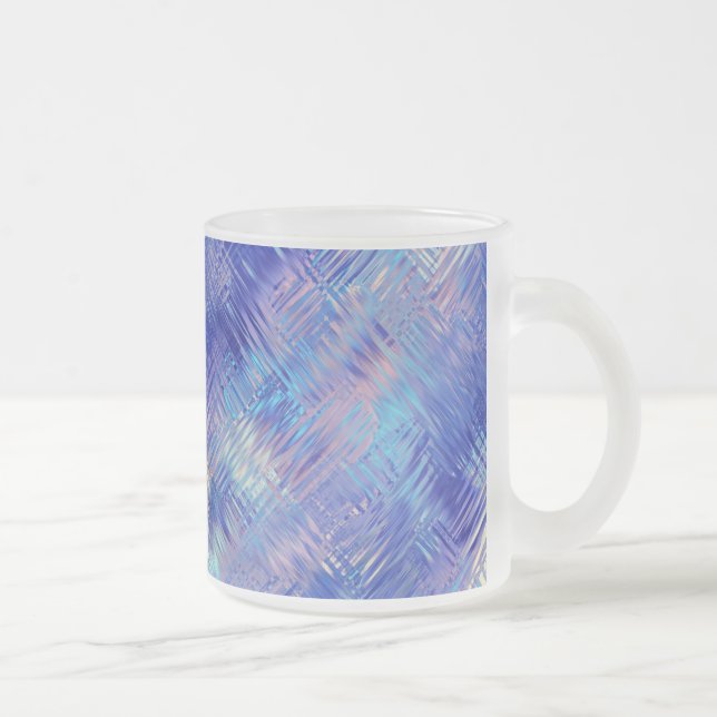 Sapphire Blue Scribged Struktur Frostad Glasmugg (Höger)