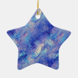 Sapphire Blue Scribged Struktur Julgransprydnad Keramik
