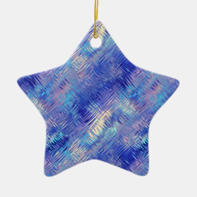 Sapphire Blue Scribged Struktur Julgransprydnad Keramik (Framsidan)