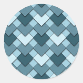 Sapphire Blue Square och Diamond Harlequin Mönster Runt Klistermärke