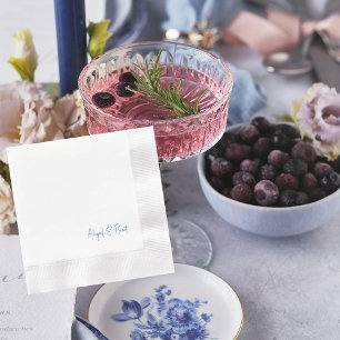 Sapphire Blue Text Coded Bröllop Cocktail Pappersservett