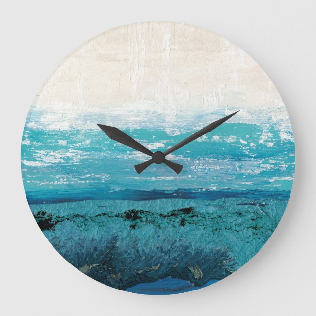 Sapphire Blue Vattenfärg Stor Klocka (Framsida)