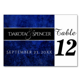 Sapphire Blue Velvet Moody judisk Tone Bröllop Bordsnummer