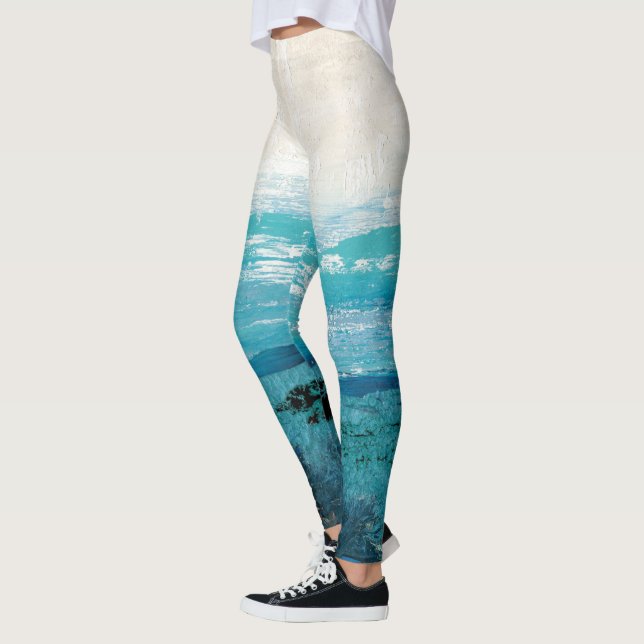 Sapphire Blue Watercolor Leggings (Vänster)