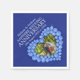 Sapphire Bröllop hjärtfoto och namn blöjor Pappersservett