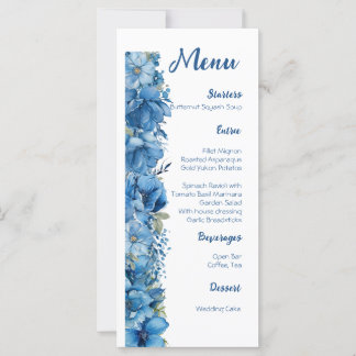 Sapphire Elegance Blue and White Bröllop Menu
