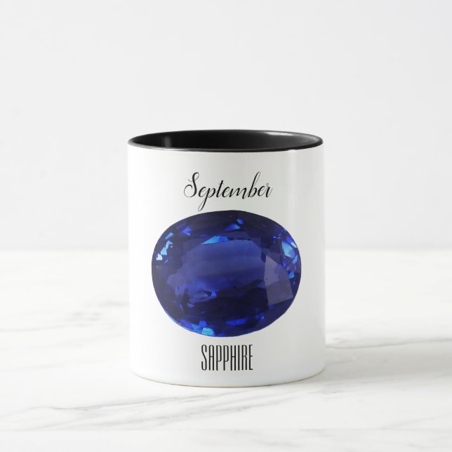 Sapphire Gem Blue Coffee Mugg September Birthstone (Center)