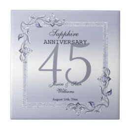 Sapphire Gem & Glitter 45:e Bröllop-årsdagen  Kakelplatta