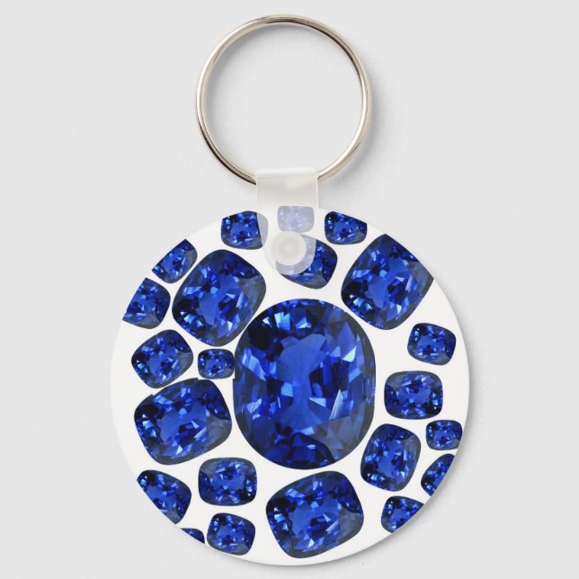 Sapphire Gems Birthstone-gåvor av hajar Nyckelring (Framsida)