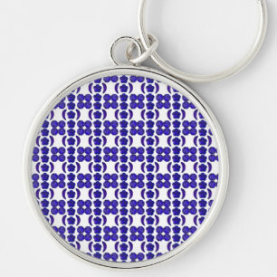 Sapphire Gemstone Blue Rund Silverfärgad Nyckelring