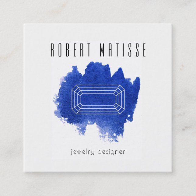 Sapphire Gemstone Fyrkantigt Visitkort (Framsida)