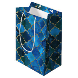 Sapphire Gemstone & Guld Moroccan Tile Mönster