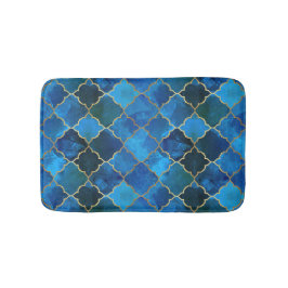 Sapphire Gemstone & Guld Moroccan Tile Mönster Badrumsmatta