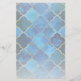 Sapphire Gemstone & Guld Moroccan Tile Mönster Brevpapper