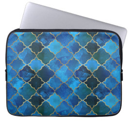 Sapphire Gemstone & Guld Moroccan Tile Mönster Laptop Fodral